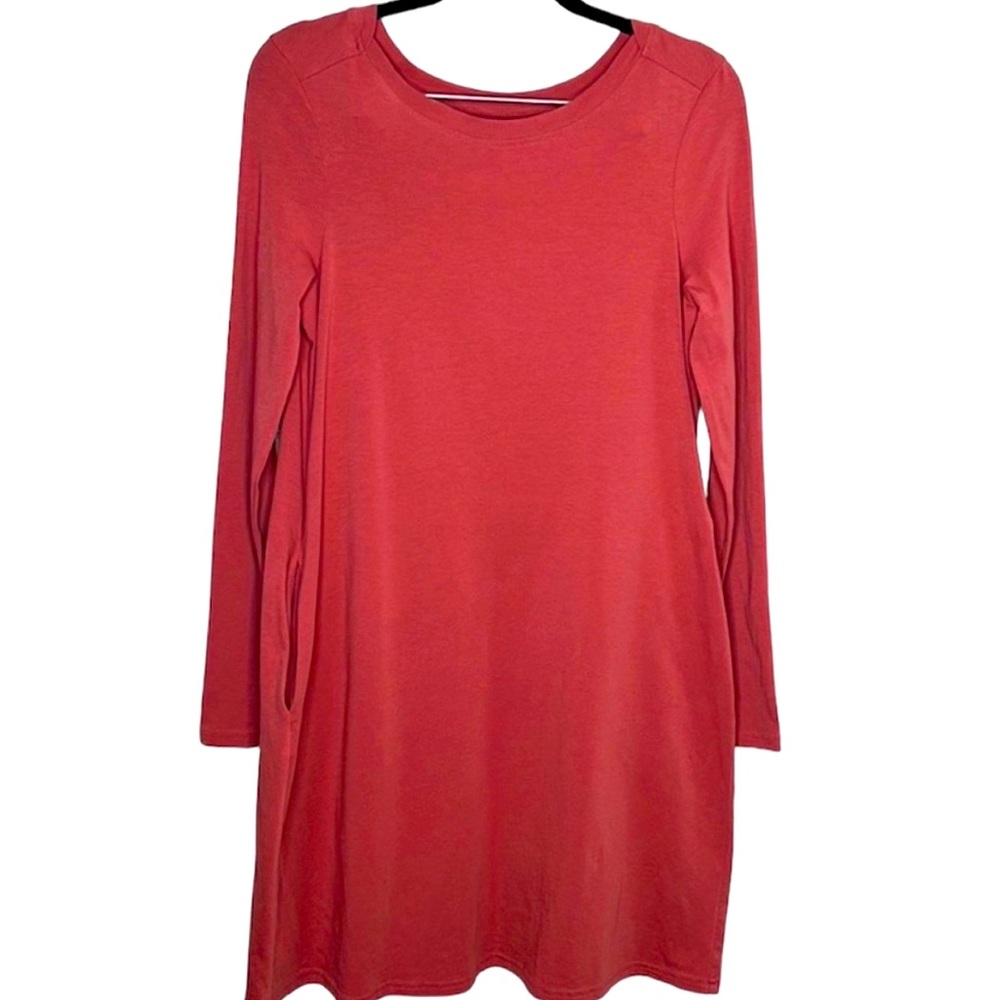 Pact Organic Coral Cotton Long Sleeve Dress Sz S